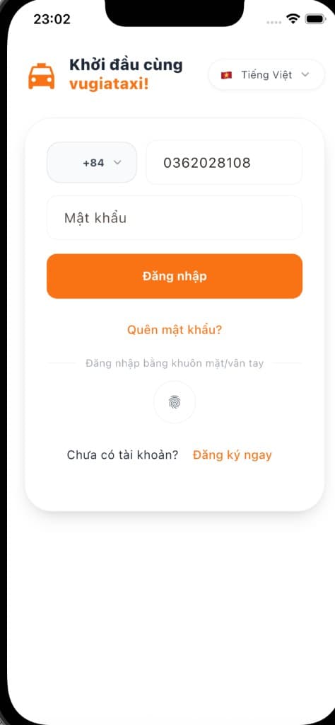 Đăng nhập app